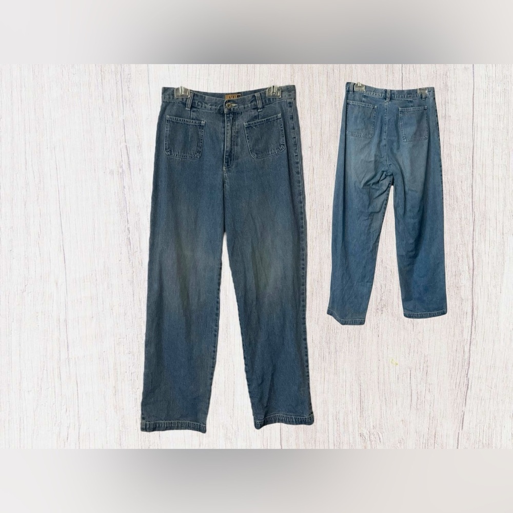 AT Blue Denim Jean‎ SZ 10 Light-wash Wide leg High Rise Streetwear  Laglenlook